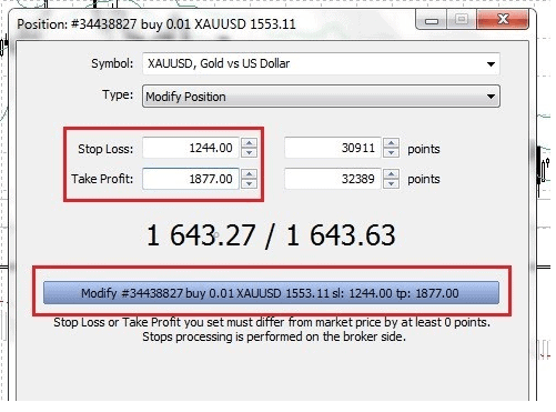 Metatrader 5: Hướng Dẫn Sử Dụng Phần Mềm Metatrader 5 (MT5) Chi Tiết Nhất 32 Chỉnh sửa các mức dừng lỗ, chốt lời
